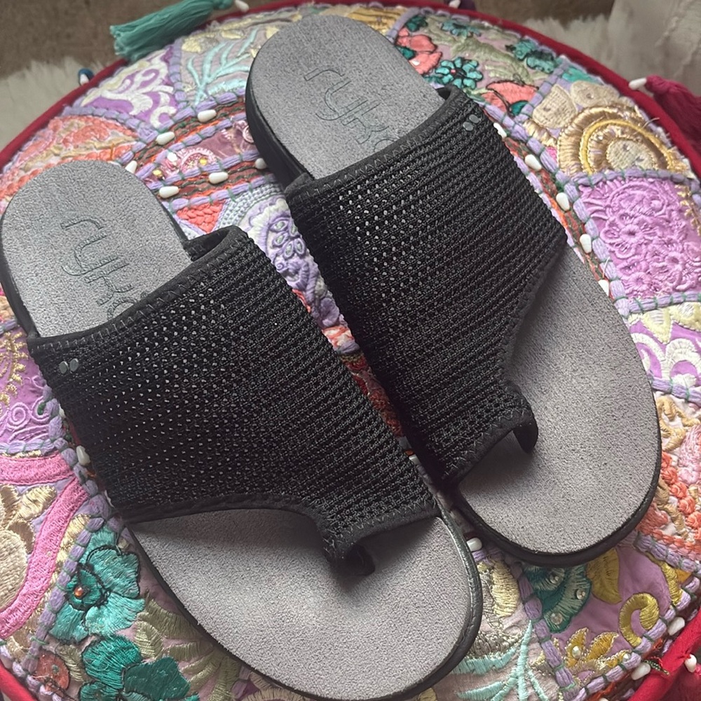 Black and Gray Slide Sandals